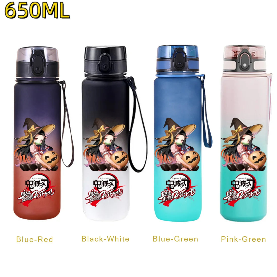 Demon Slayer: 650ML Kamado Tanjirou Water Bottle Kamado Nezuko Kochou Shinobu Fitness Drink Bottle Kettle Travel Office Jugs