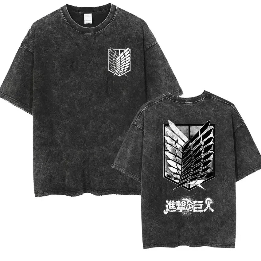 Attack on Titan: Men Women Cartoon Manga Merch Tshirt Men's Oversized T Shirts Washed Vintage Anime Attack on Titan Reiner Braun Graphic T-shirts