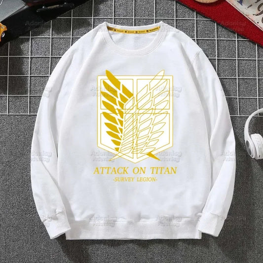 Attack on Titan Fleece Sweatshirts Harajuku Streetwear Autumn Spring Shingeki No Kyojin Anime O Neck Pullover Hoody Mens
