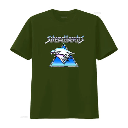 Silverhawks: Logo T Shirt Retro Design High Quality Print Comfortable Fabric vintage Washed Top For Everyday Wear streetwear