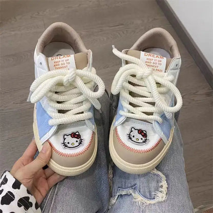 Hello Kitty: Sneaker Kawaii Cartoon Cat Dopamine Canvas Shoes Women Autumn Winter Small Casual Tennis Sports Shoes