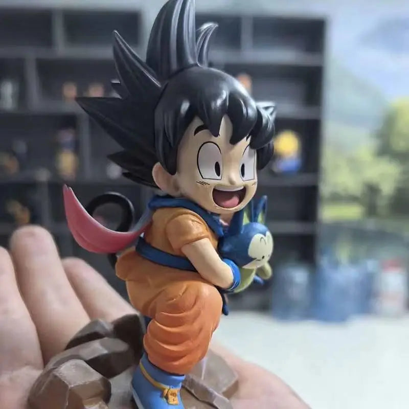 Dragon Ball: Childhood Little Goku Hugs Puer Ya Mu Tea Little Follower Figures Doll Pvc Model Statue Collection Toys Ornamen Gift