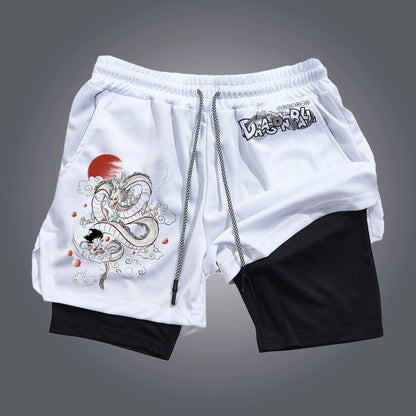 Dragon Ball: GOKU Vegeta Anime Printed Double Layer Shorts 2026 American Summer Men's and Women's Quick Dry Fashion Sports Shorts