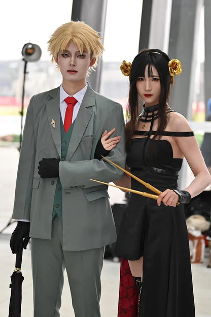 Spy X Family : CHILD DY20Anime Cosplay Costume Yor Forger Sexy Dress Loid Forger Light Green Suit Anya Kawaii Outfit Carnival Party Wig