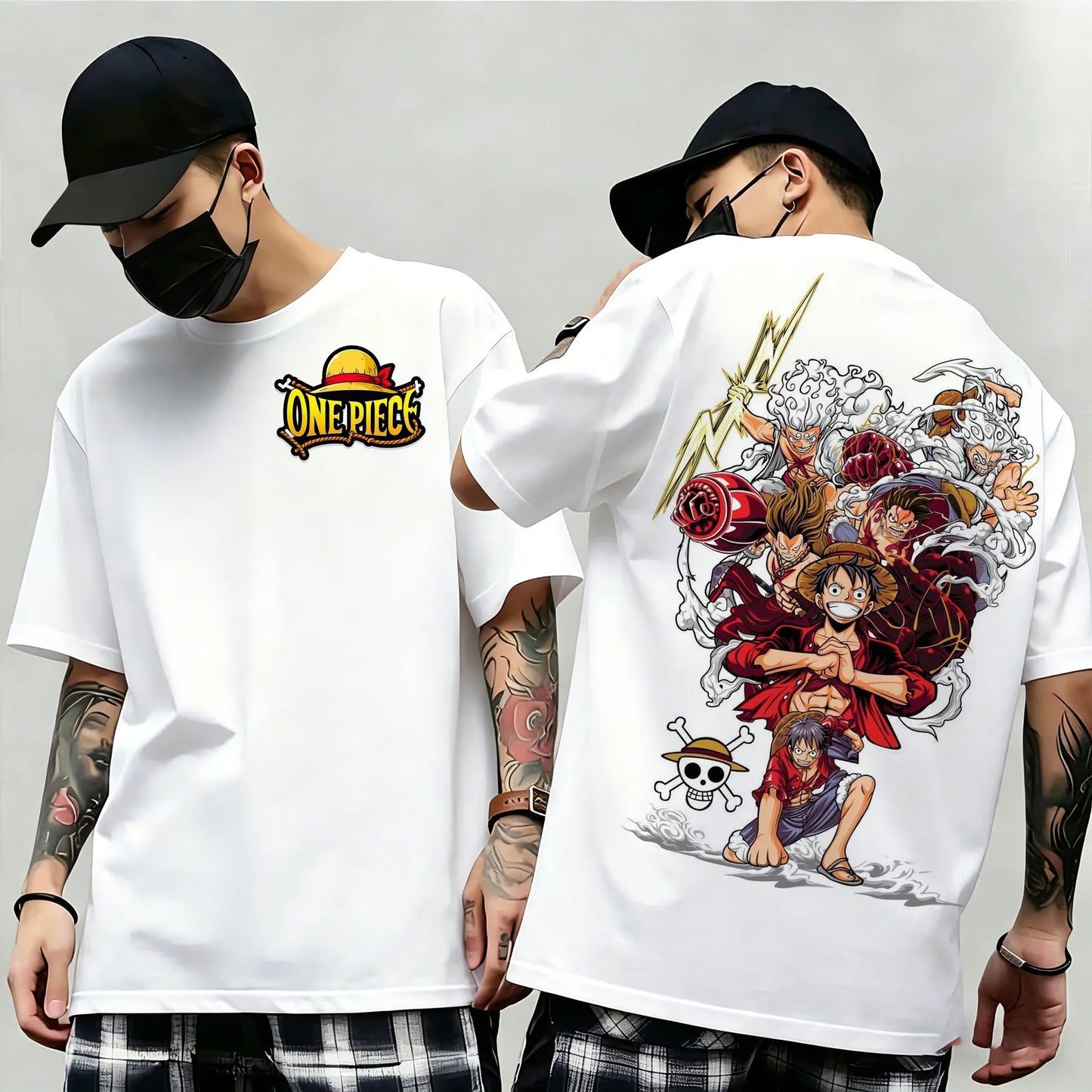 One Piece: Summer New Arrival: Pattern T-shirt, unisex, anime print, casual short-sleeved, fashionable streetwear top, Y2K style.