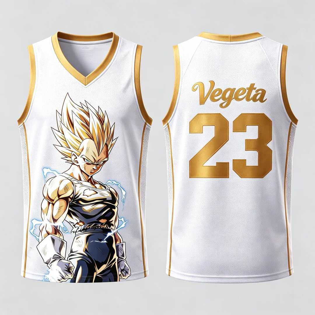 Dragon Ball: Vegeta Super Saiyan #23 Basketball Jersey Tank Top Anime Print Breathable Sportswear Unisex Streetwear for Fans Kids