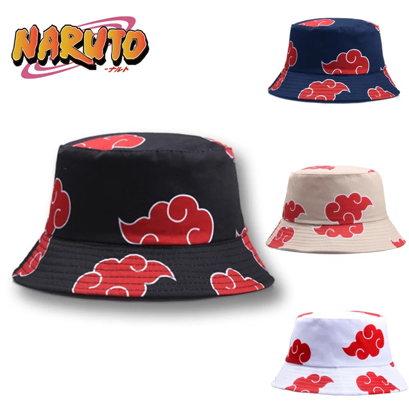 Naruto: Akatsuki Fisherman's Hat Men Women Red Cloud Bucket Hat Summer Breathable Hat Sun Protection Hat Beach Party Gift