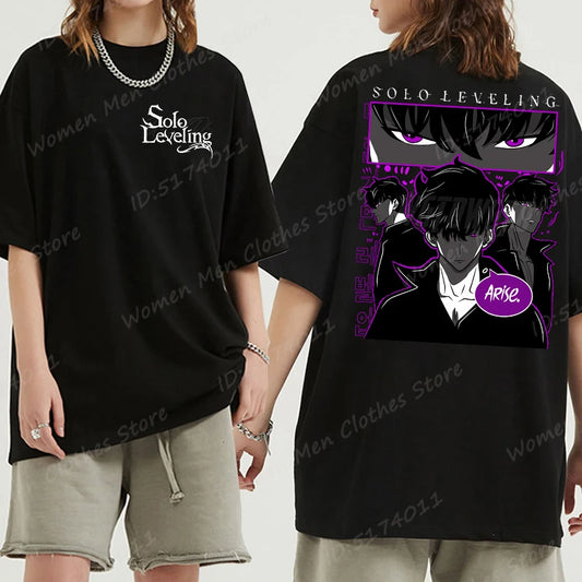 Solo Leveling: Sung Jin Woo T-shirts For Men/Women Summer Short Sleeve Cotton Oversized T-shirt Anime Lover Gift Tshirt Top