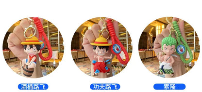 One Piece: Keychain with Cartoon Luffy and Zoro Characters, Ideal for Cosplay Accessories and Gifts
