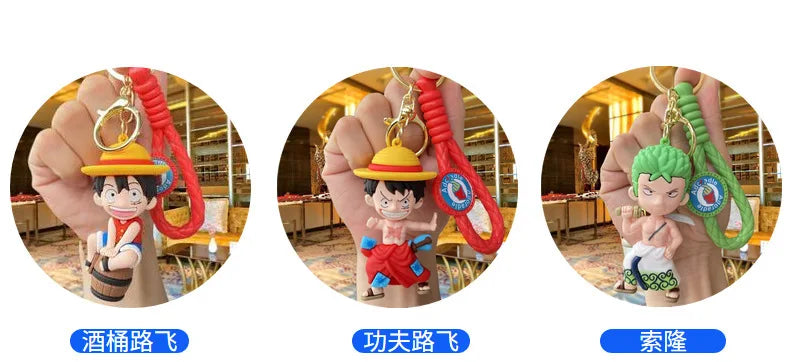One Piece: Keychain with Cartoon Luffy and Zoro Characters, Ideal for Cosplay Accessories and Gifts