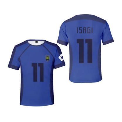 Blue Lock:  Anime Japanese Isagi Yoichi Football Jersey T-shirt Cosplay Hyoma Chigiri Meguru Bachira Tee Original Children Clothes