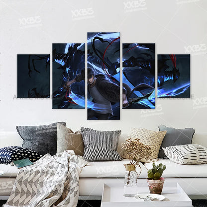Solo Leveling: 5Pcs  Posters Aleks Le Anime Painting No Frame Home Decoration Justin Briner Wall Art Sung Jin-Woo Canvas Picture