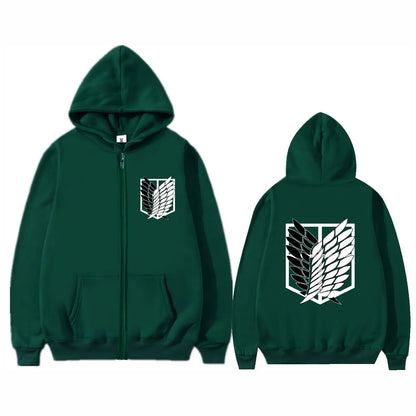 Attack on Titan: High-Quality Fashion Trendy Anime Print Zipper Hoodie Loose Comfortable Classic Sports Sweatshirt