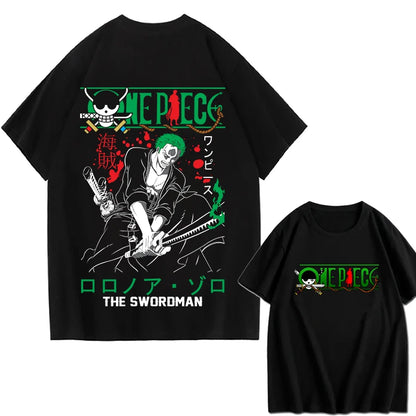 One Piece: Men's Fashion Portgas D. Ace Anime Print T-Shirt, Summer Trend, 100% Cotton, Casual Loose Short Sleeve