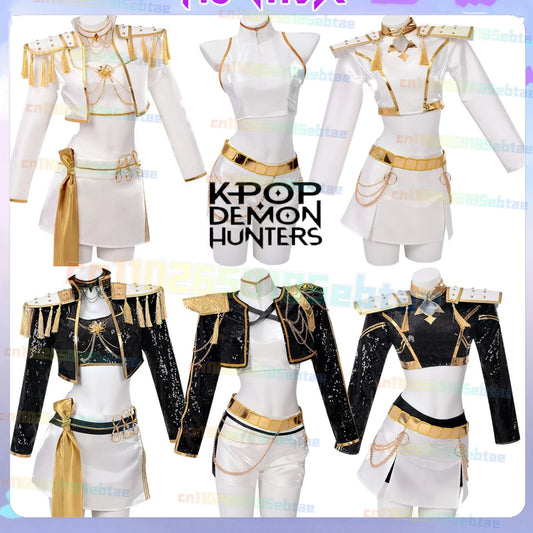K-Pop Mira Rumi Zoey Cosplay Anime Demon Hunters Cosplay Costume Woman Black/White Gold Party Stage Play Uniform Girl Suit