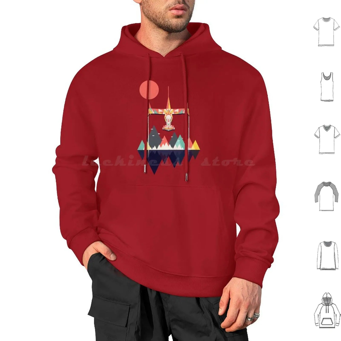 Cowboy Bebop: Swordfish Sunset Hoodie cotton Long Sleeve Sunset Geometric Space Mountains Swordfish Spike Colorful