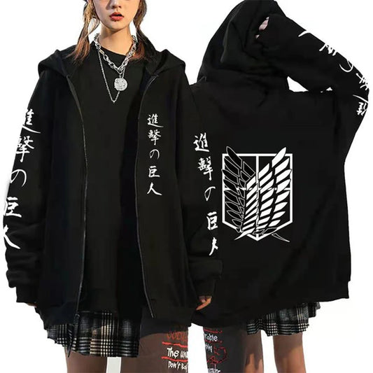 Attack On Titan Zipper: Hoodies Wings Of Liberty Graphic Print Hooded  Plus Size Sweatshirts Harajuku Zip Up Jacket