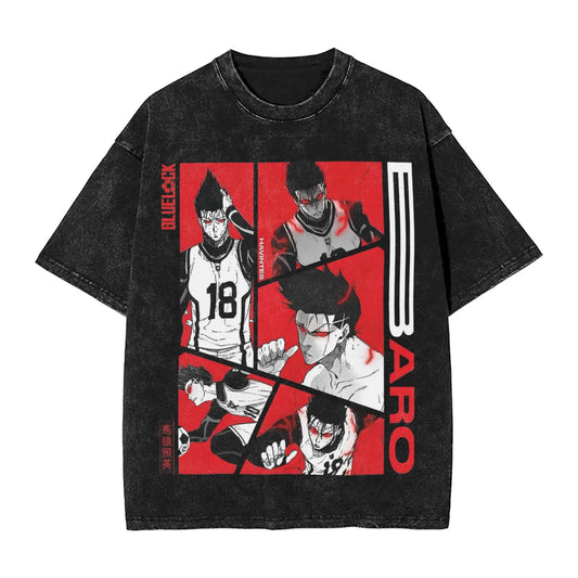 Blue Lock: ISAGI YOICHI T Shirt Printed Cotton Washed  Retro T-Shirts