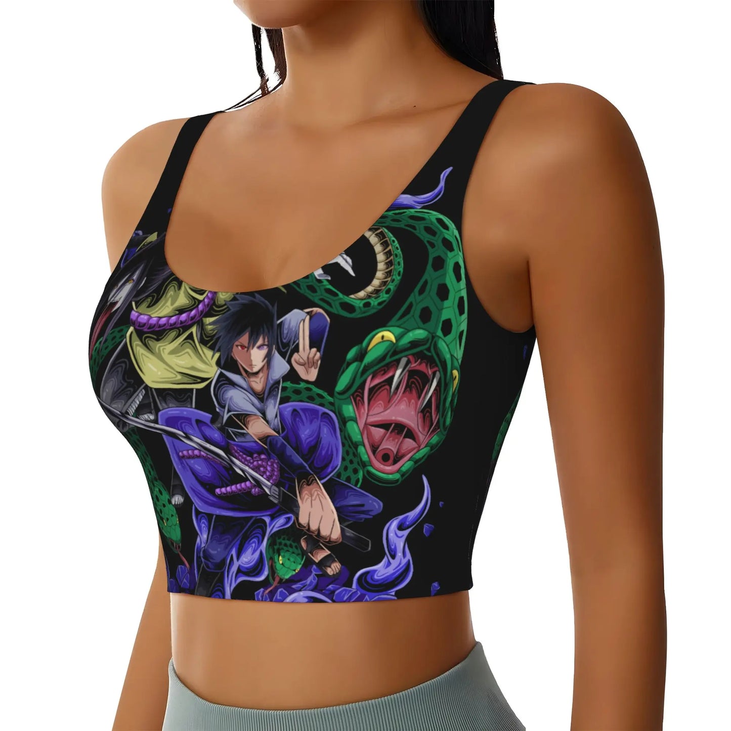 Naruto :Sasuke Uchiha Orochimaru  Sports Bra Women's Anime  Gym Workout Yoga Crop Top