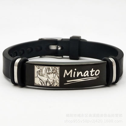 Naruto: Silicone Bracelet Cartoon Metal Silica Gel Uchiha Itachi Kakashi Anime Action Figures Accessories Children Toys Gifts