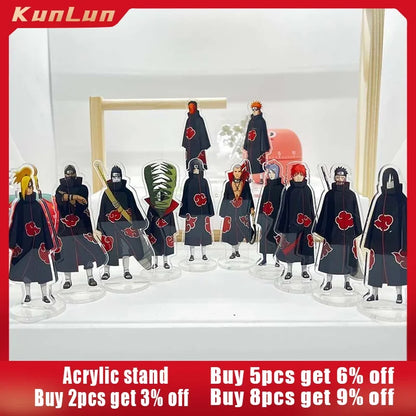 Naruto: 8CM 12pcs  Figure Akatsuki Acrylic Stand Mini Uchiha Itachi Statue Nagato Action Figure Deidara Doll Desk Ornaments Toys