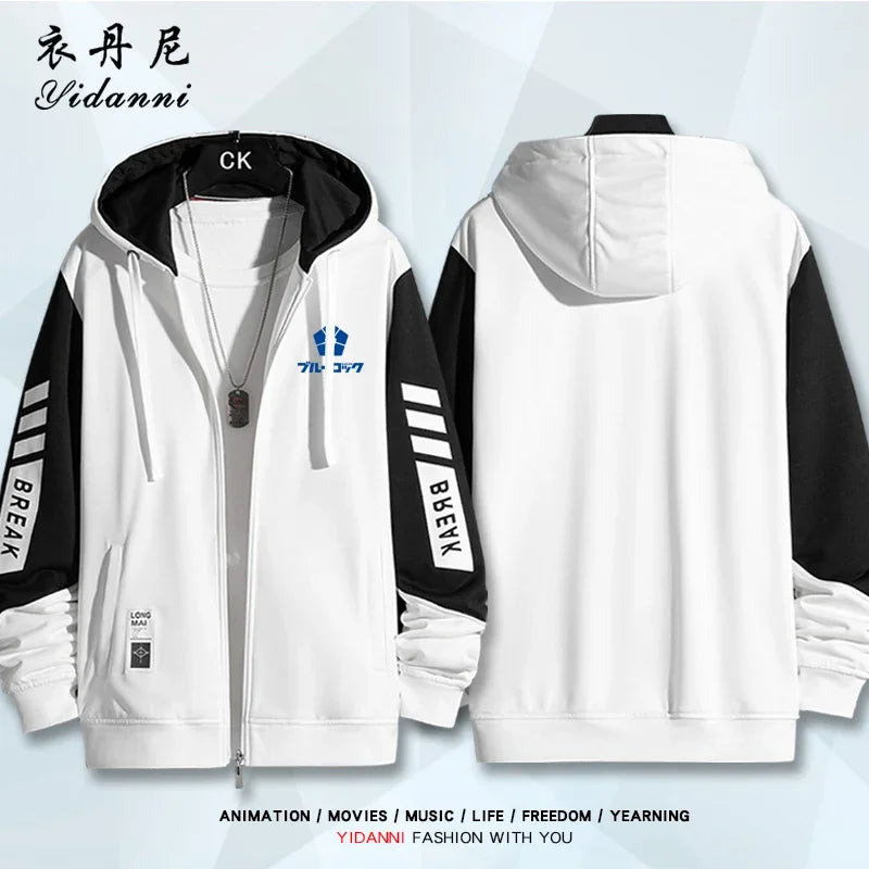 Blue Lock:  Mikage Reo Isagi Yoichi Nagi Seishiro Cosplay Jacket Zipper Hoodie Women Men Fashion Hooded Coat Couple Tops Gift