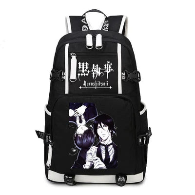 Black Butler: USB Backpack Book Bag Casual Travel Computer Men Women Girl Boys Cosplay Bag Schoolbag Laptop Bags