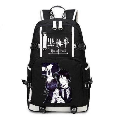 Black Butler: USB Backpack Book Bag Casual Travel Computer Men Women Girl Boys Cosplay Bag Schoolbag Laptop Bags