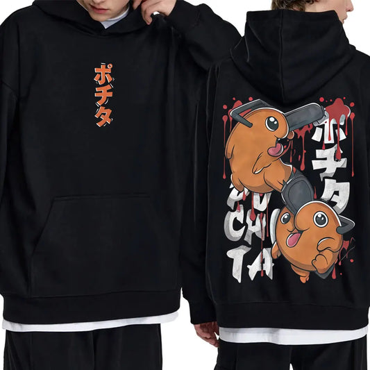Chainsaw Man: Denji Pochita Funny Graphic Hoodie Men Women Clothing Manga Oversized Hooded Sweatshirt Male Vintage Hoodies
