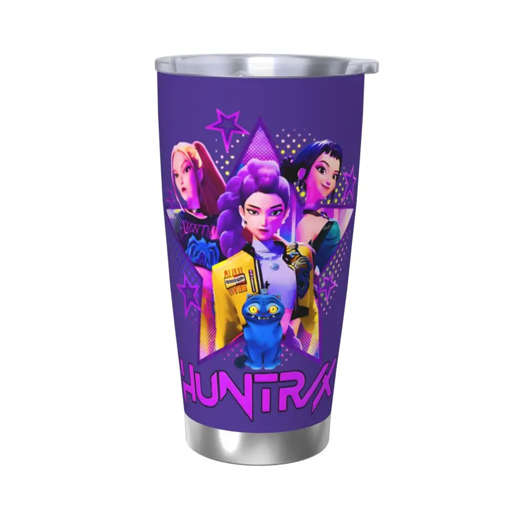 KPop Demon Hunters - Derpy  Insulated Tumbler with Lid Vacuum Thermal Mug Outdoor Travel Car Bottle Cup, 20oz