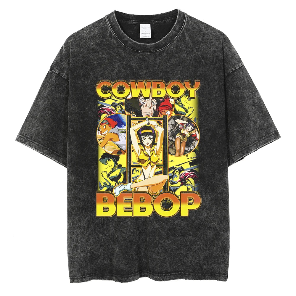 Cowboy Bebop: Graphic Printed T-shirt Men Women Classic Loose Tshirts Harajuku Male Washed Cotton Manga T Shirt