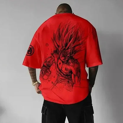 Dragon Ball: Animation T-Shirt Men's Summer New Double-Sided Printing Loose Casual Harajuku Trendy Short Sleeve Parent-child Top