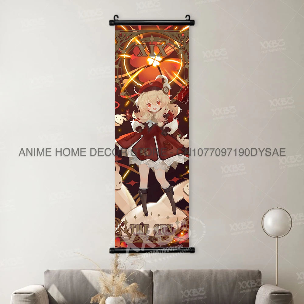 Genshin Impact: Posters Kamizato Ayaka Home Decor Klee Decorative Painting Barbara Scrolls Picture Arataki Itto Wall Artwork Sayu