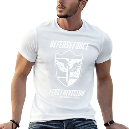 Kaiju No. 8: DIVISION FIRST KAIJU for t 8: T-Shirt shirt (WHITE/GRUNGE) FORCE No DEFENSE man
