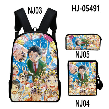 Yowamushi Pedal :3D Print 3pcs/Set pupil School Bags Laptop Daypack Backpack Inclined shoulder bag Pencil Case