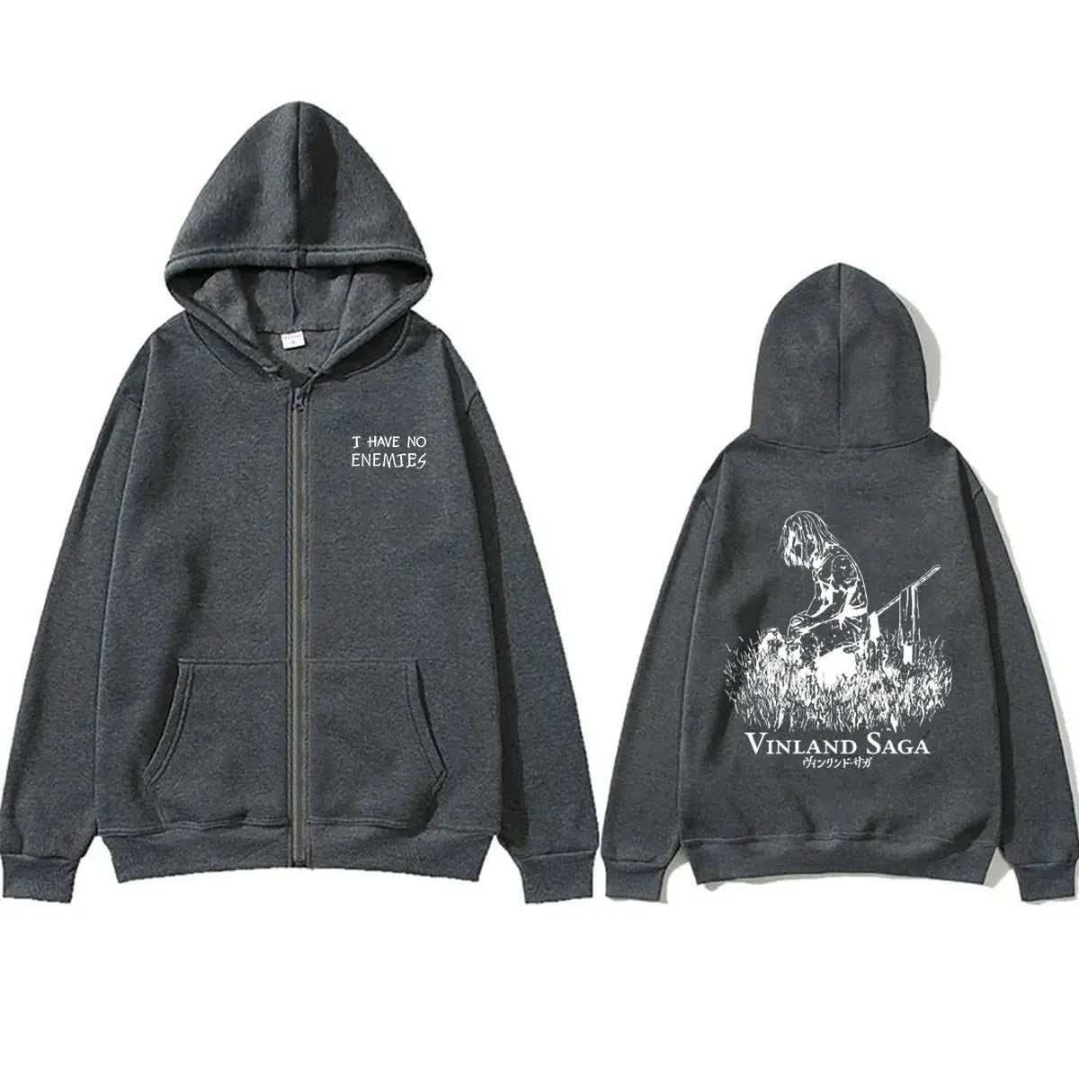 Anime Vinland: Saga Thorfinn I Have No Enemies Zipper Hoodie Men's Women Manga Casual Oversized Zip Up Jacket Male 90s Streetwear