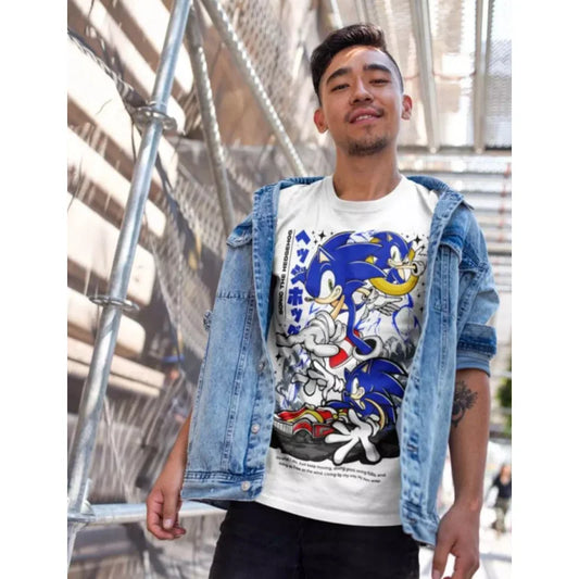 Shadow The Hedgehog: Cartoon gift T-Shirt for man Large size tops Vintage Heroes Sonic printed tee 100% cotton men's clothes