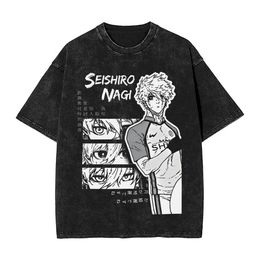 Blue Lock: ISAGI YOICHI T Shirt Printed Cotton Washed  Retro T-Shirts