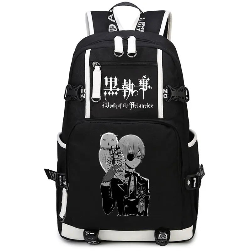 Black Butler: USB Backpack Book Bag Casual Travel Computer Men Women Girl Boys Cosplay Bag Schoolbag Laptop Bags