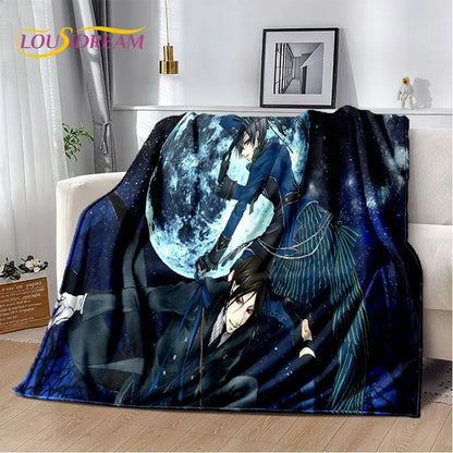 Cartoon Black Butler Anime 3D Blanket,Soft Throw Blanket for Home Bedroom Bed Sofa Picnic Travel Office Rest Cover Blanket Kids