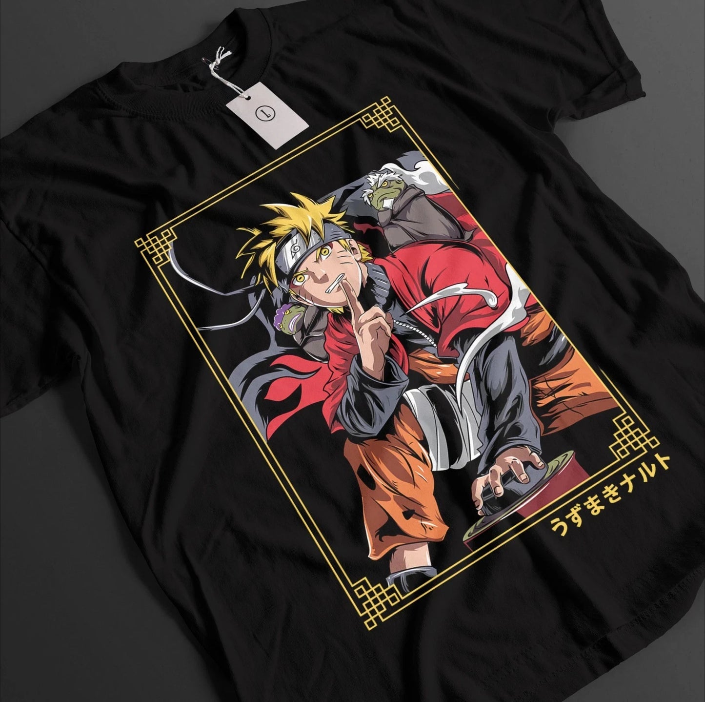 Naruto: Uzumaki Sasuke Anime Printed T-shirt Summer Men's Pure Cotton Neutral Casual Family Set Short Sleeved T-shirt