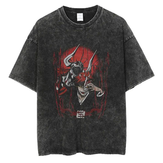 Bleach:Hot BANDAI  Short Sleeve Realm · World Kurosaki Ichigo Gengmu Sword Eight Reaper Anime Printed Peripheral T-shirt T-shirt