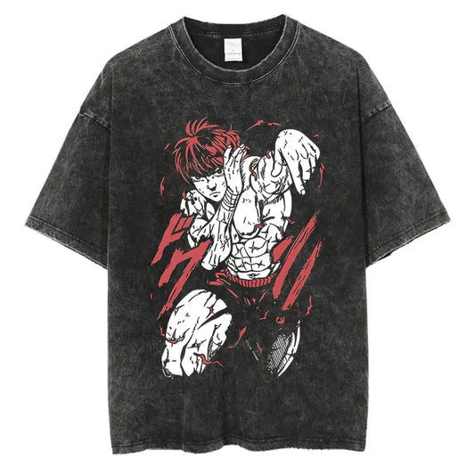 Baki Haman: Tshirts Harajuku Vintage 100% Cotton 2024 New Washed T Shirt For Men Hip Hop Streetwear Oversize T-shirt