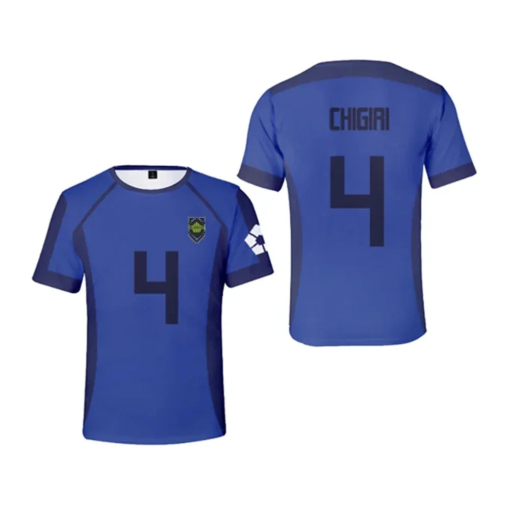 Blue Lock:  Anime Japanese Isagi Yoichi Football Jersey T-shirt Cosplay Hyoma Chigiri Meguru Bachira Tee Original Children Clothes