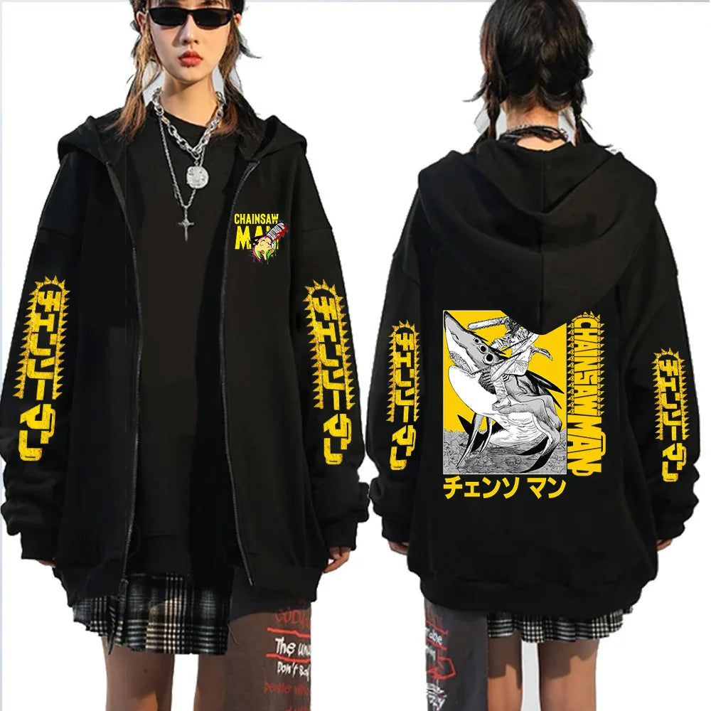 Chainsaw Man: Denji Demon Hoodie Men Anime Zip Up Hoodies Print Anime