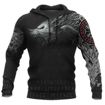I.L.F.A. - Mens Hoodies Vikings eagle Tattoo Fashion Animal pattern 3D Printed Style Casual Harajuku Hip Hop Pullover Oversized Sudaderas