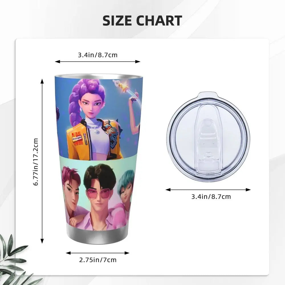 KPop Demon Hunters - Derpy  Insulated Tumbler with Lid Vacuum Thermal Mug Outdoor Travel Car Bottle Cup, 20oz