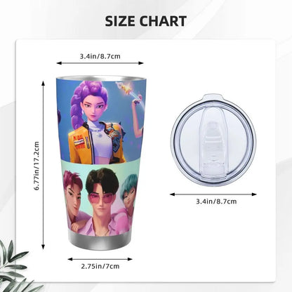 KPop Demon Hunters - Derpy  Insulated Tumbler with Lid Vacuum Thermal Mug Outdoor Travel Car Bottle Cup, 20oz