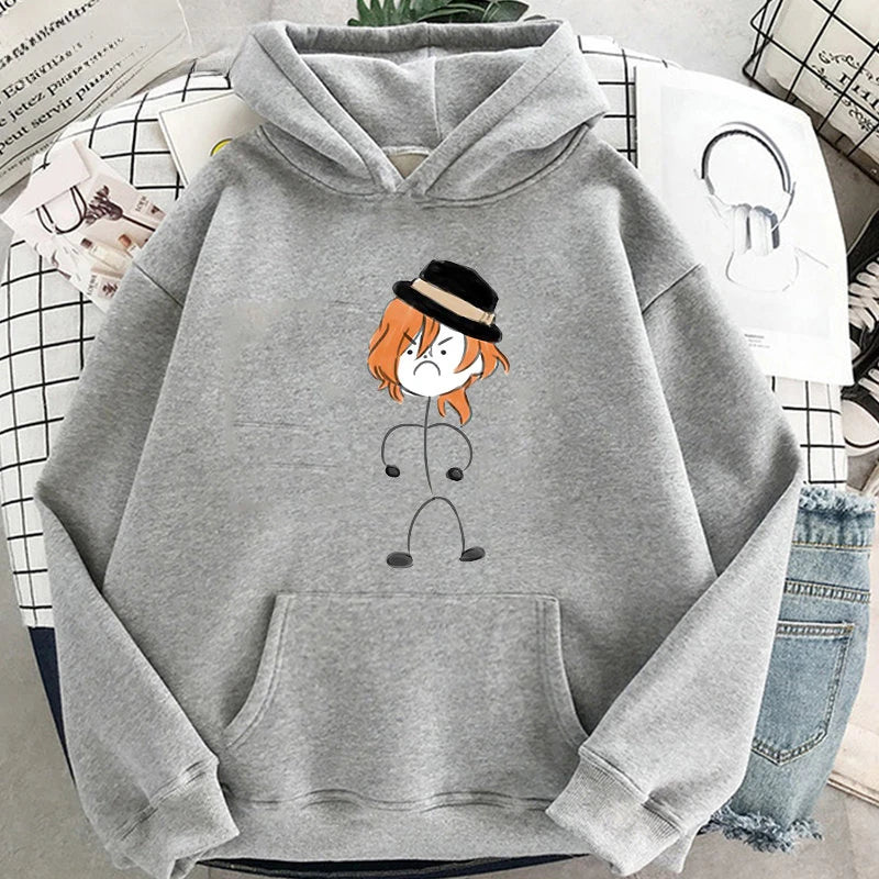 Bungo Stray Dogs: Anime Hooded Nakahara Chuuya Printed Men Women Hoodies Oversized Casual Sweatshirt Harajuku Unisex Streetwear