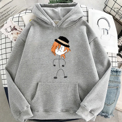 Bungo Stray Dogs: Anime Hooded Nakahara Chuuya Printed Men Women Hoodies Oversized Casual Sweatshirt Harajuku Unisex Streetwear